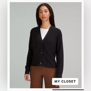 Lululemon Merino Wool-blend Cardigan, size 2 in Black. Sold out style